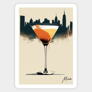 Sophisticated Sips: The Manhattan Cocktail in Stylized Sketch Sticker